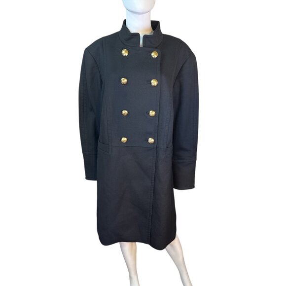 Talbots Womens Double-Breasted Black Coat With Gold Buttons Offiice Size 22W EUC - Picture 1 of 7